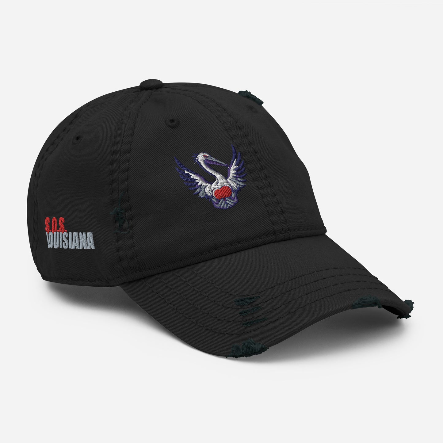 Distressed Dad Hat with Pelican Heart