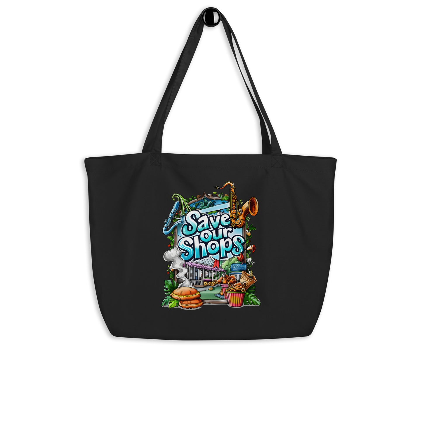 Large Organic Tote with Musical Design