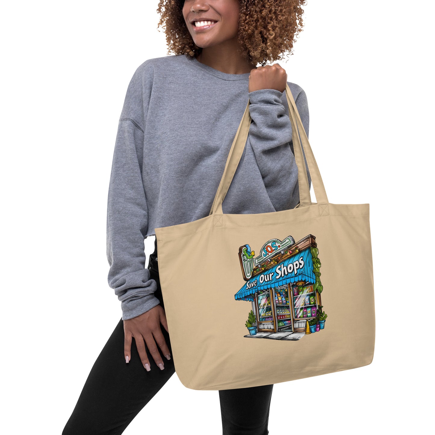 Large Organic Tote with Storefront Design