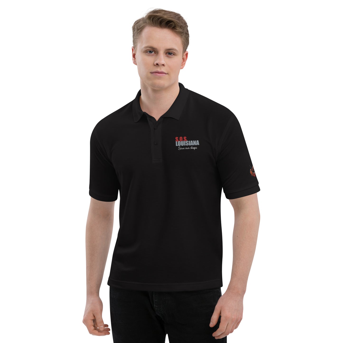 Men's Premium Polo with Crawfish Heart Design