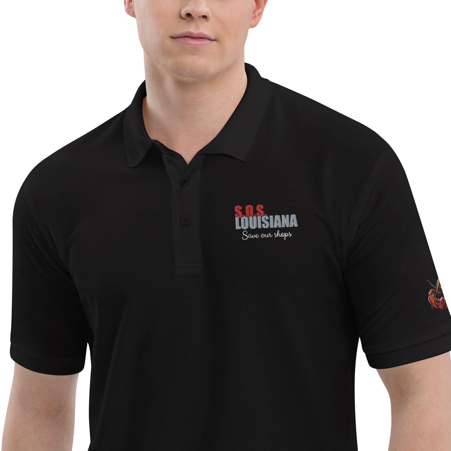 Men's Premium Polo with Crawfish Heart Design