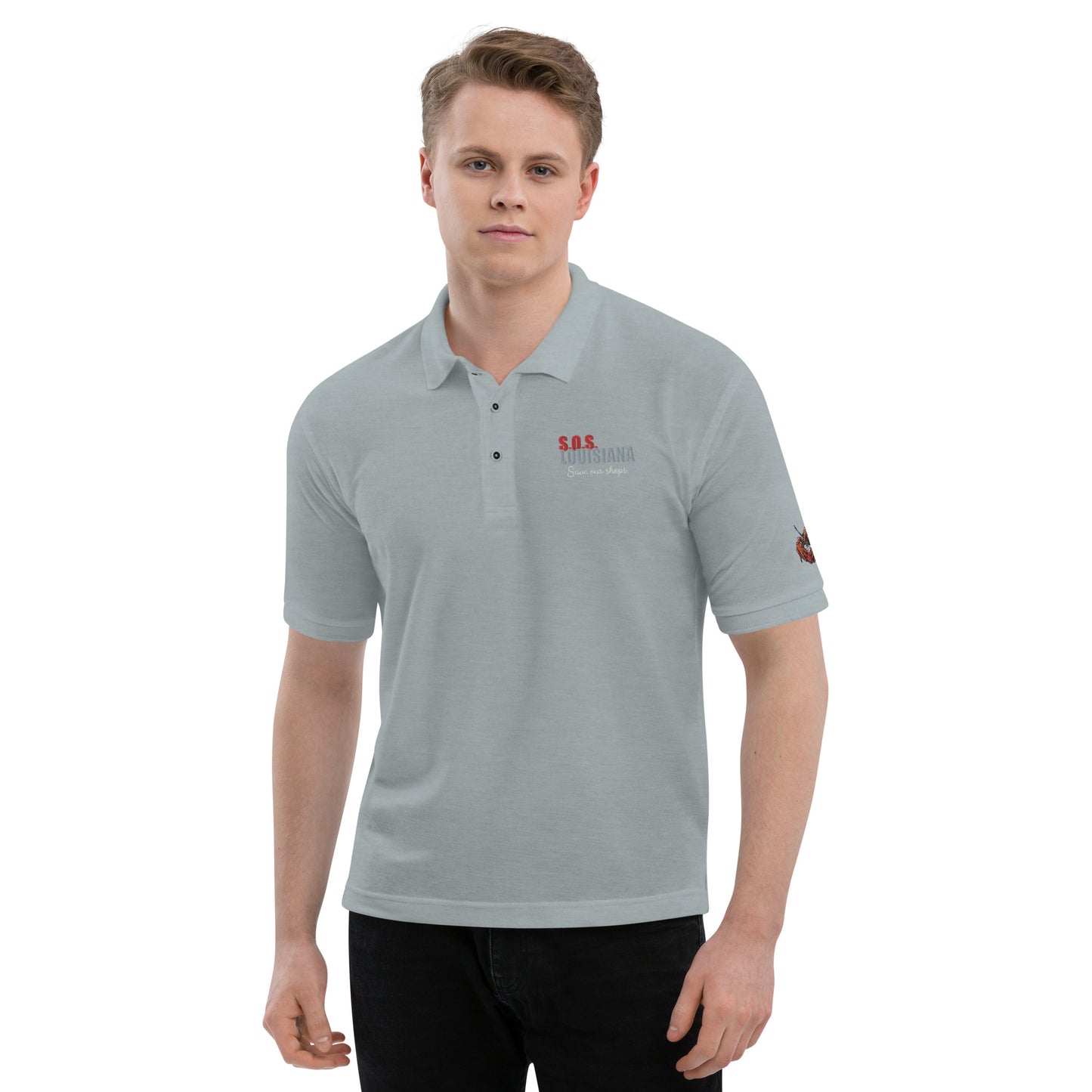 Men's Premium Polo with Crawfish Heart Design