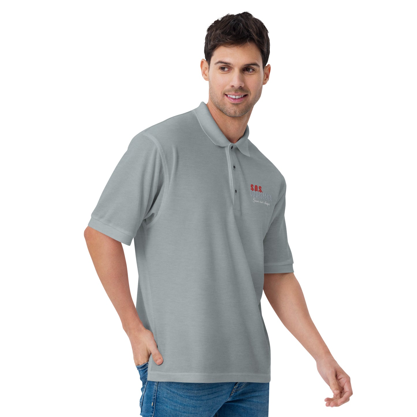 Men's Premium Polo with Pelican Heart Design