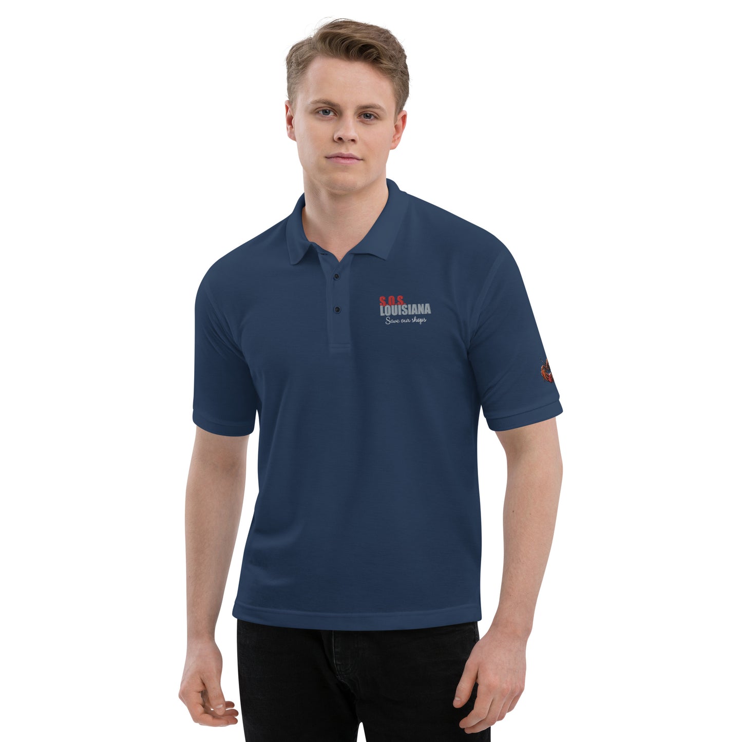 Men's Premium Polo with Crawfish Heart Design