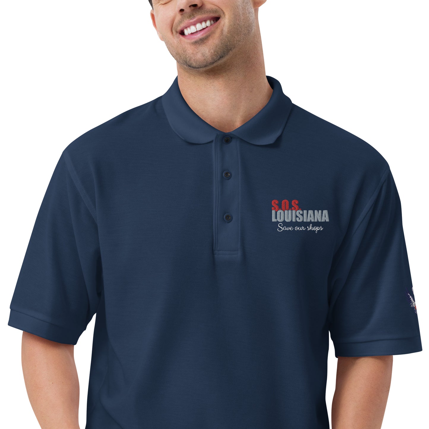 Men's Premium Polo with Pelican Heart Design