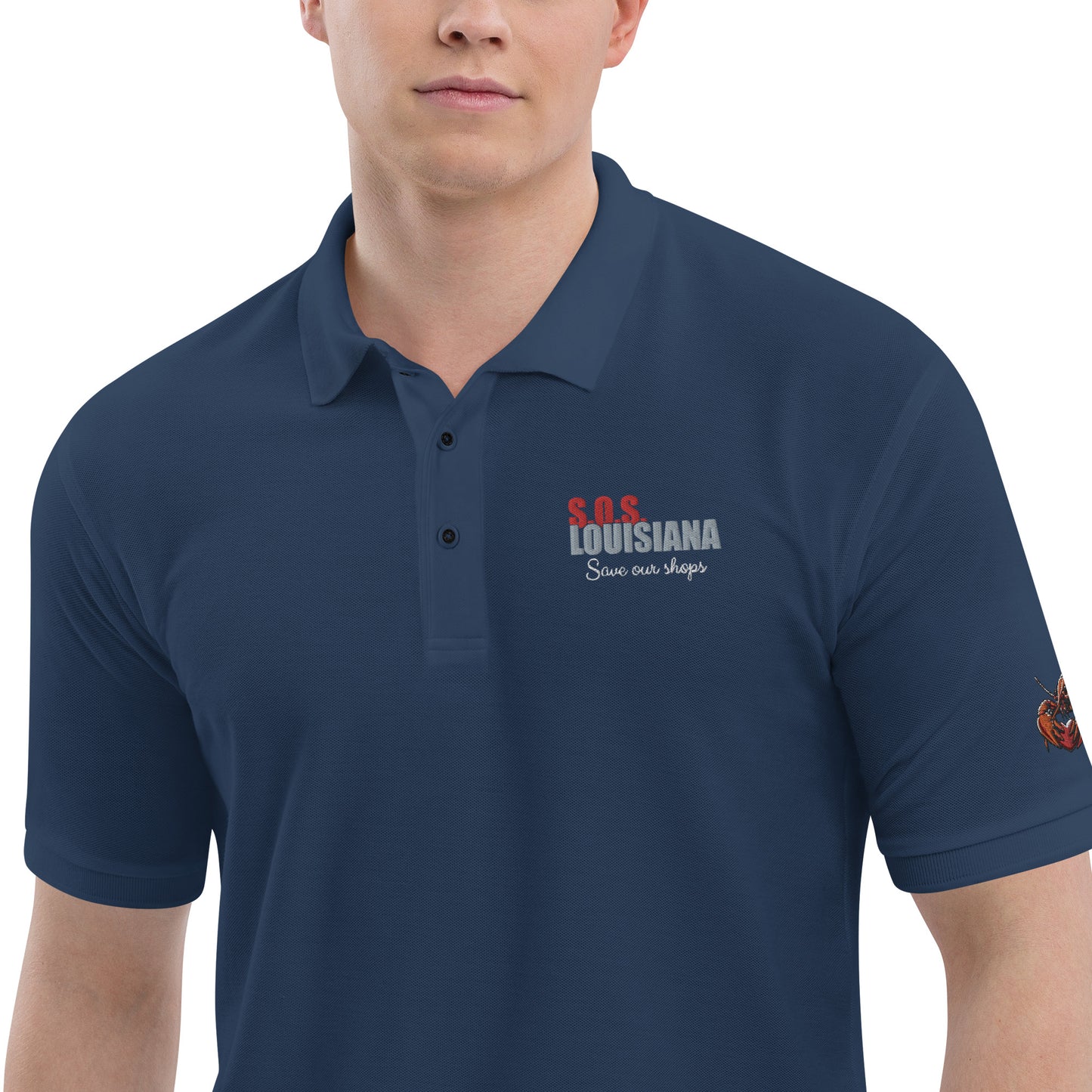 Men's Premium Polo with Crawfish Heart Design