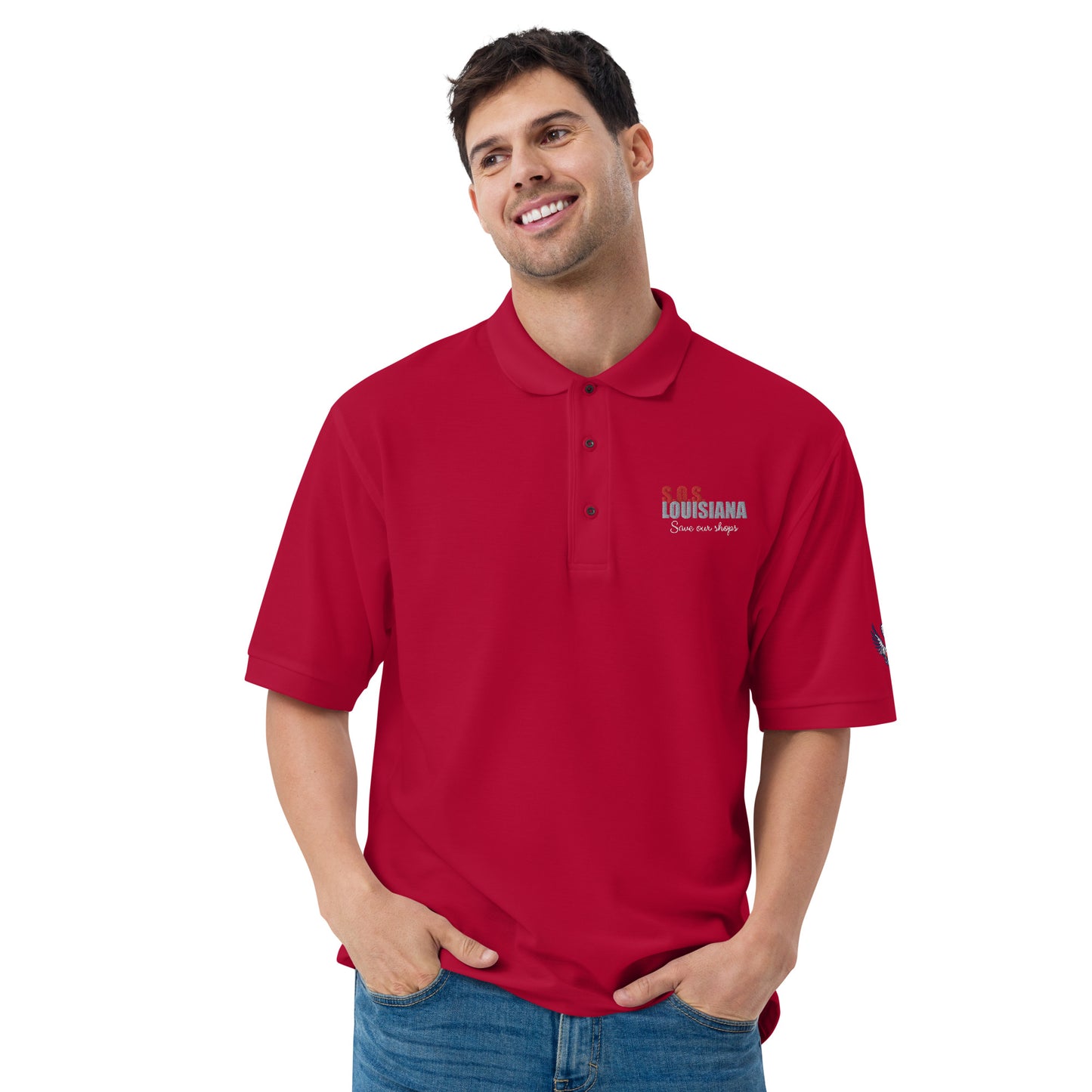 Men's Premium Polo with Pelican Heart Design