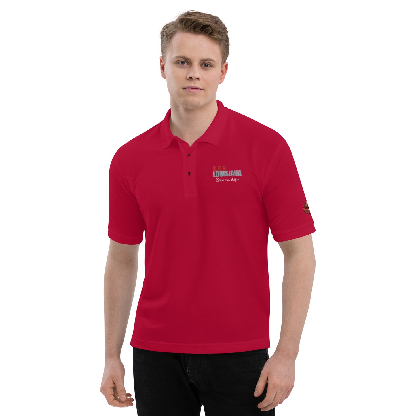 Men's Premium Polo with Crawfish Heart Design
