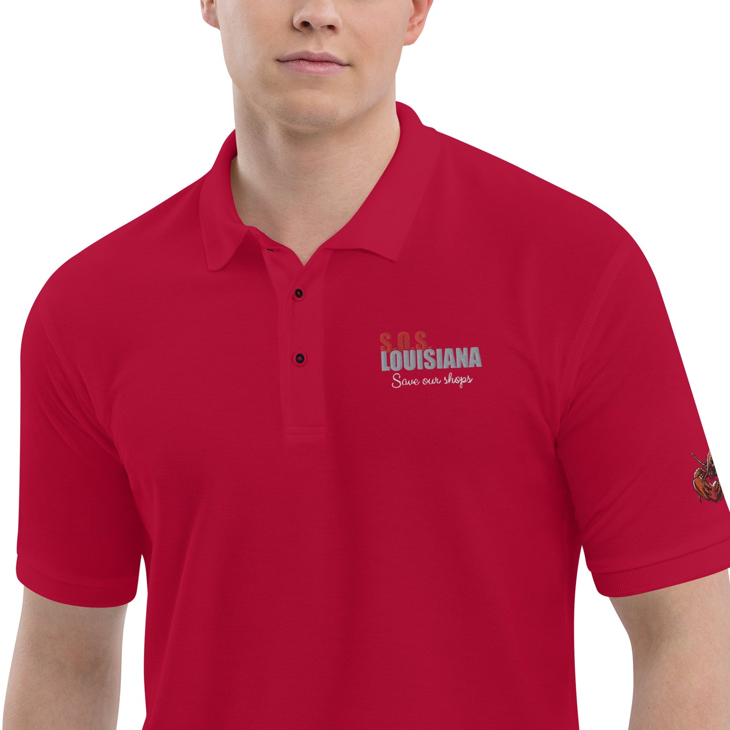 Men's Premium Polo with Crawfish Heart Design