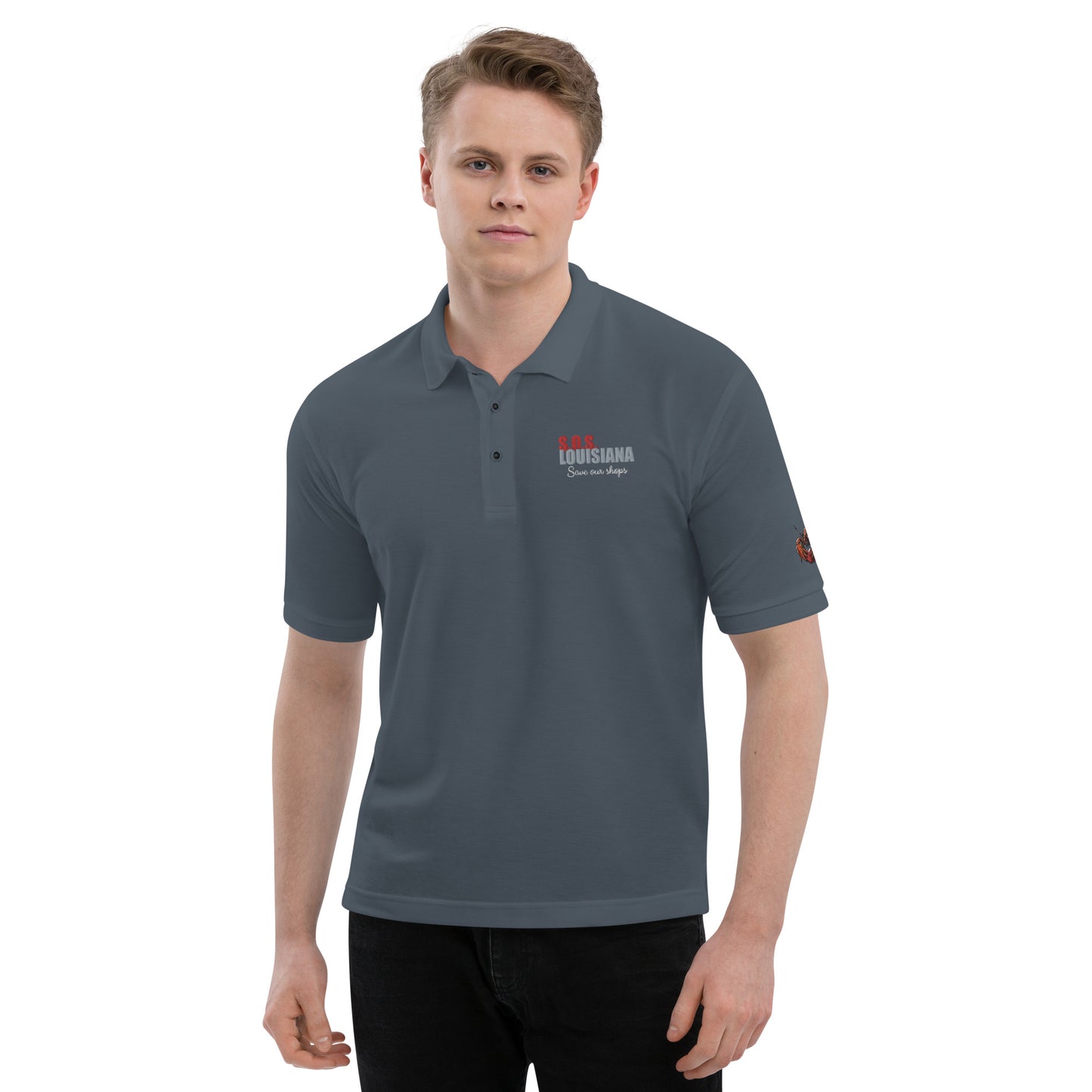 Men's Premium Polo with Crawfish Heart Design