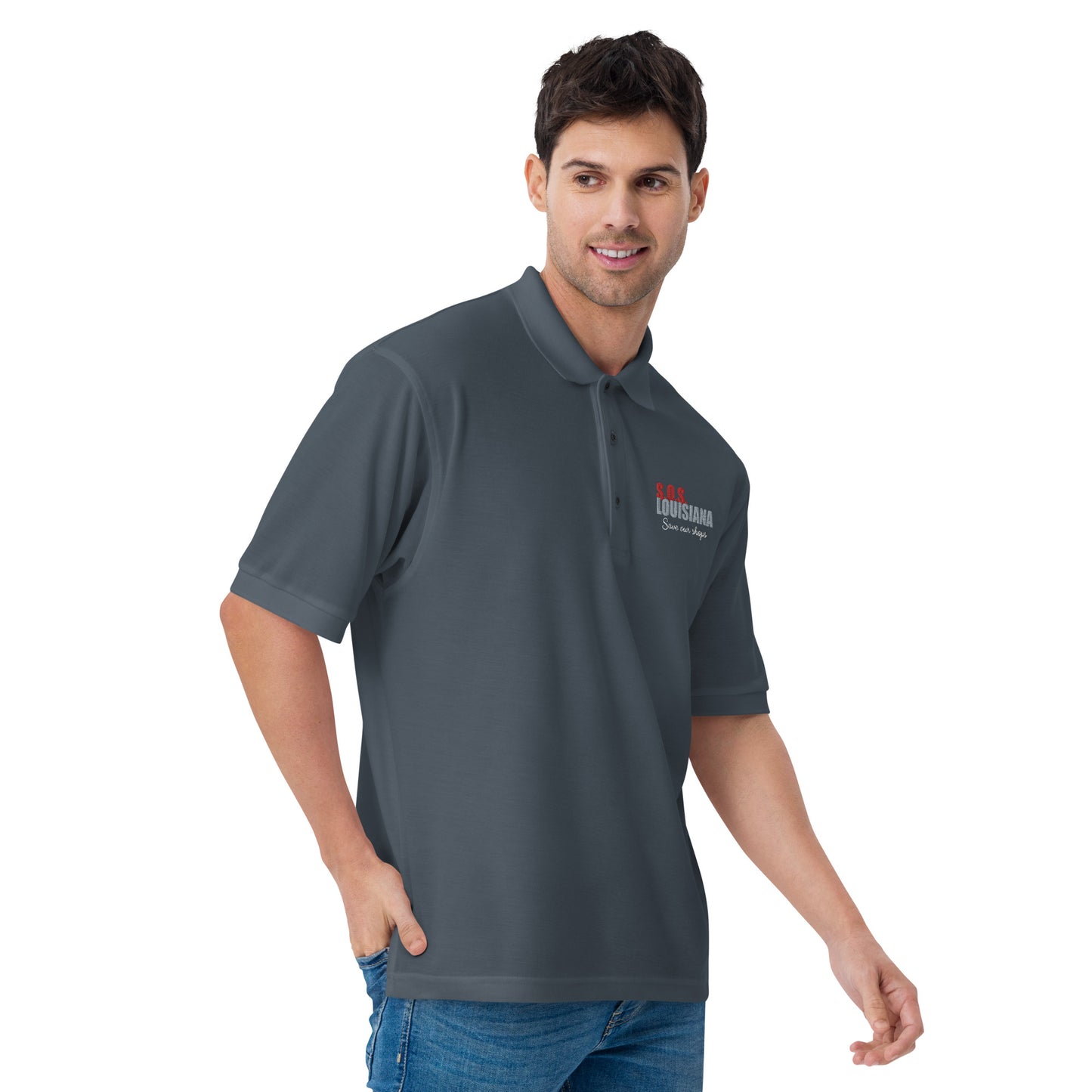 Men's Premium Polo with Pelican Heart Design