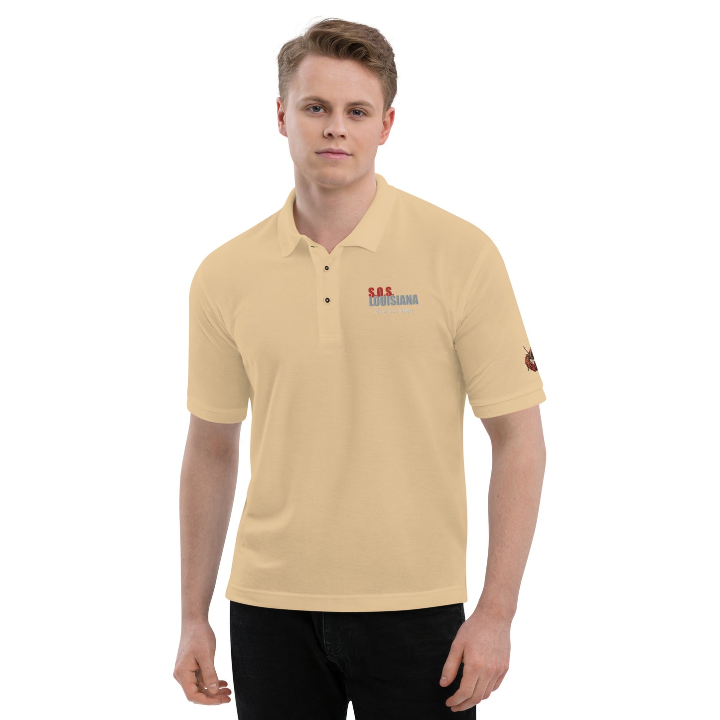 Men's Premium Polo with Crawfish Heart Design