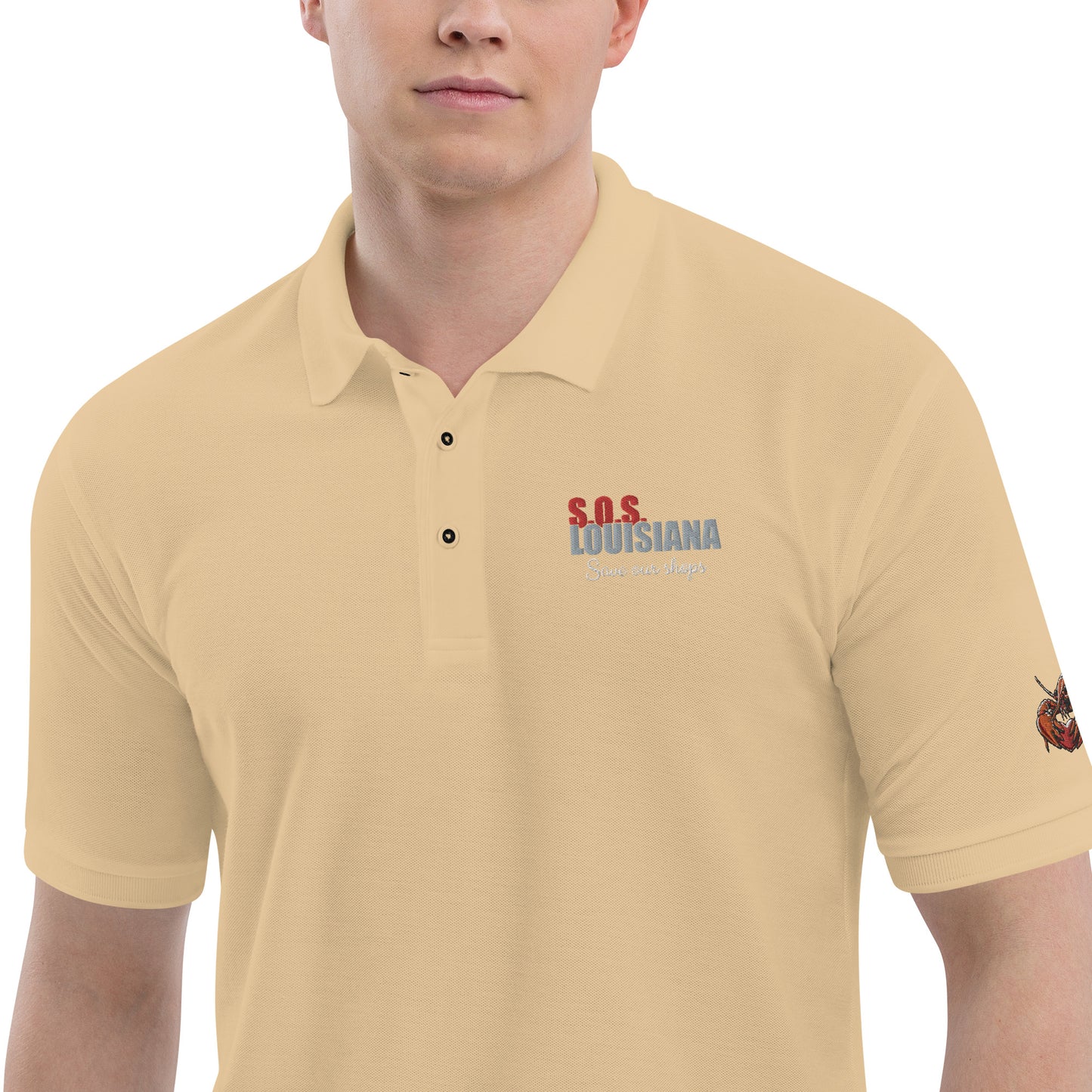 Men's Premium Polo with Crawfish Heart Design
