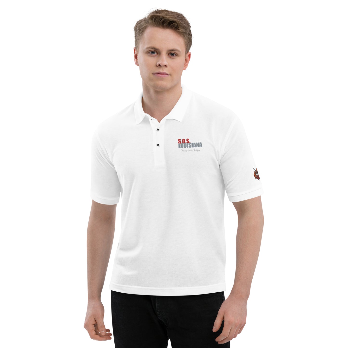 Men's Premium Polo with Crawfish Heart Design