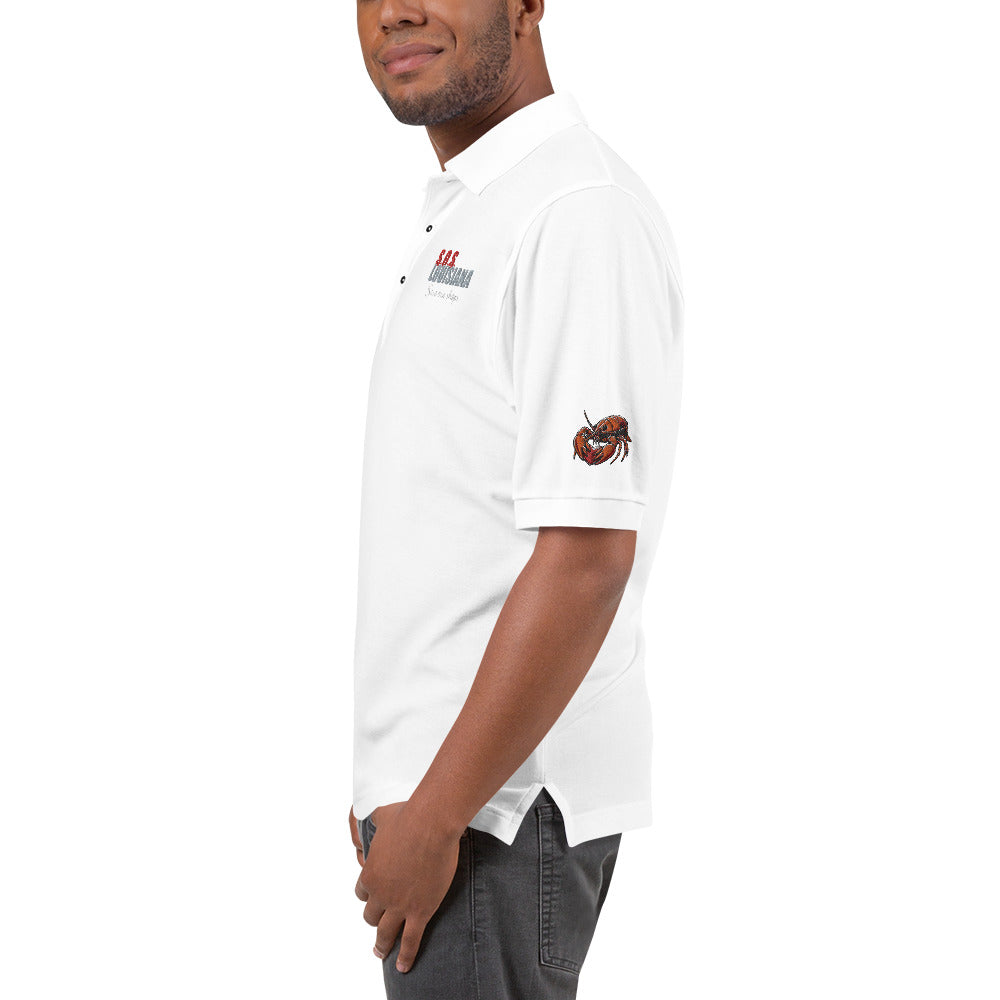 Men's Premium Polo with Crawfish Heart Design