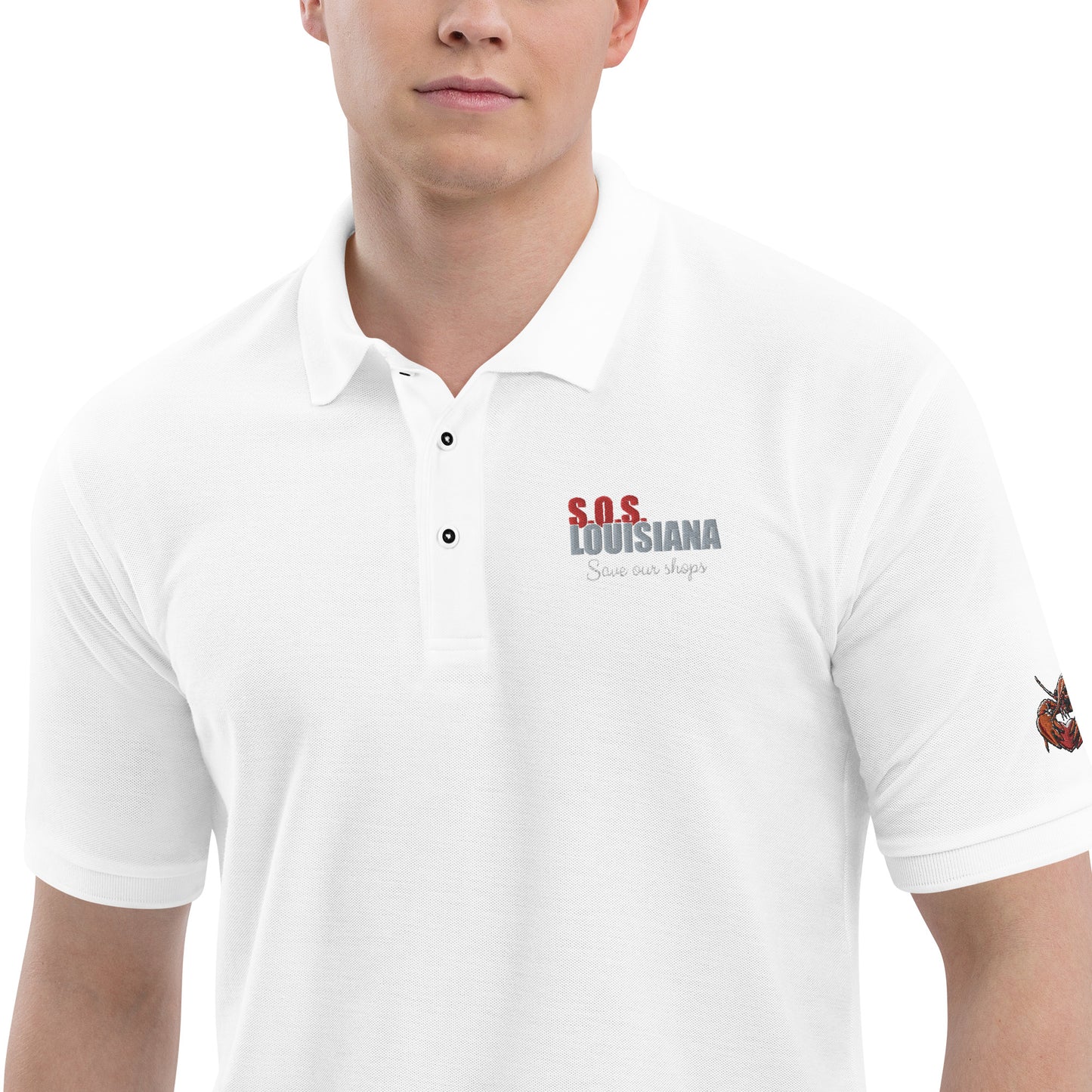 Men's Premium Polo with Crawfish Heart Design