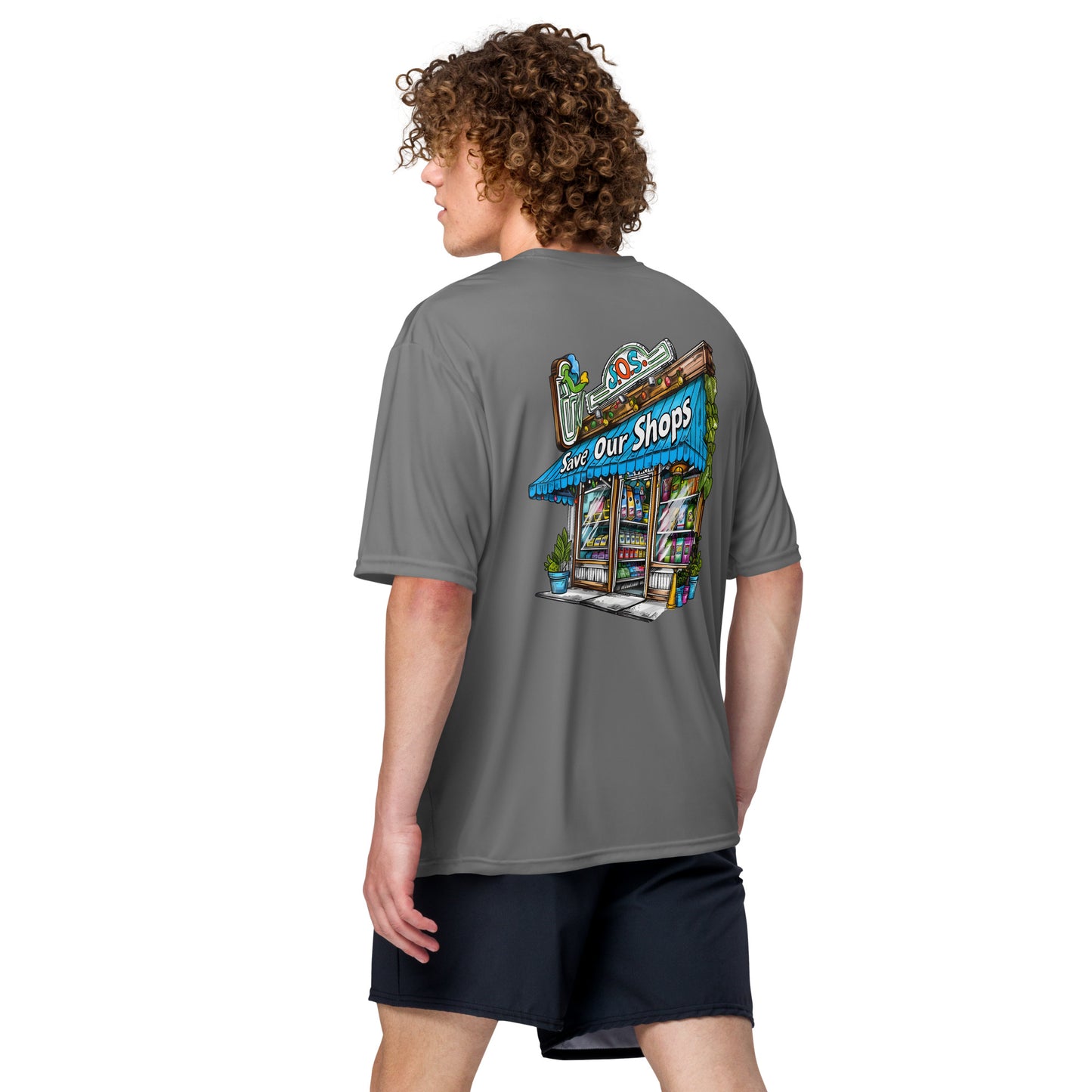 Unisex crew neck t-shirt with Storefront Design